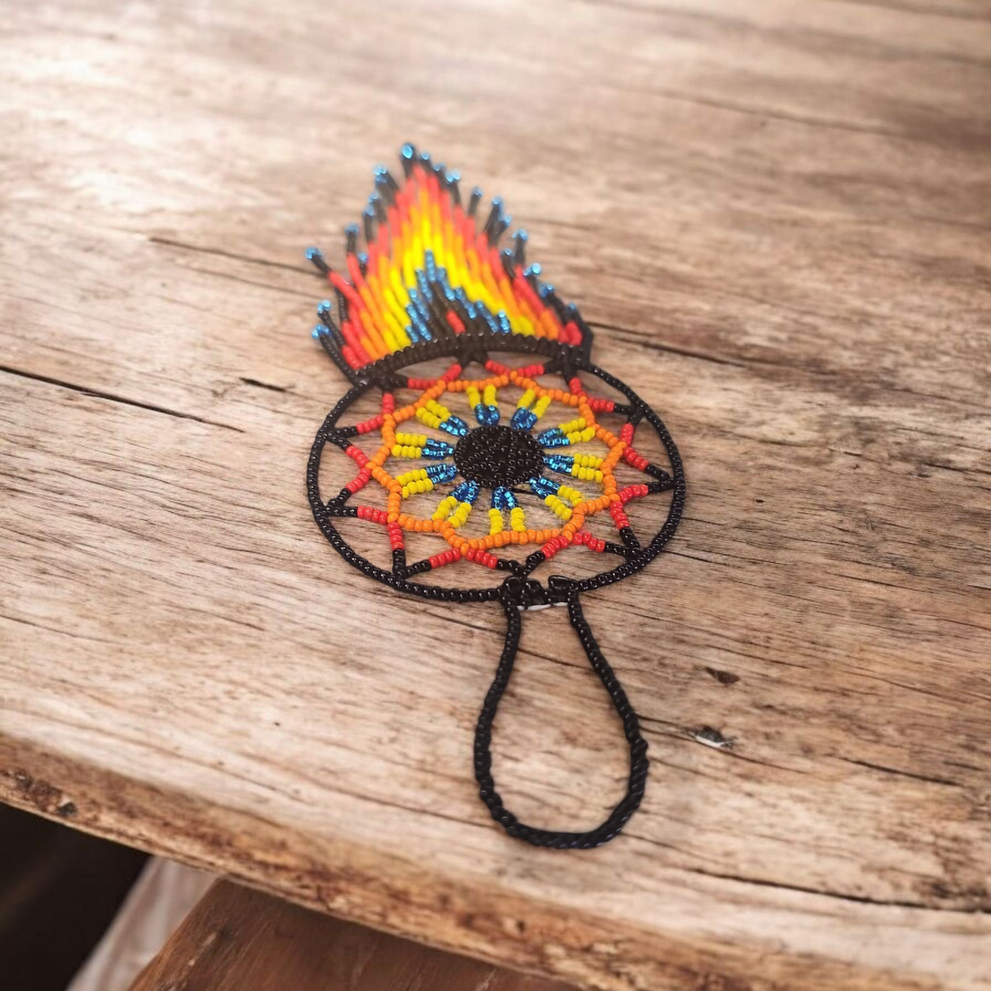 Black and yellow  red ,Celestial Beaded Handmade Dreamcatcher