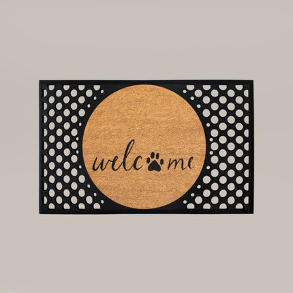 welcome + paw round doormat set