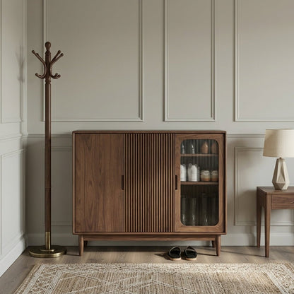 SC03 Ash Wood Shoe Cabinet, Walnut Finish