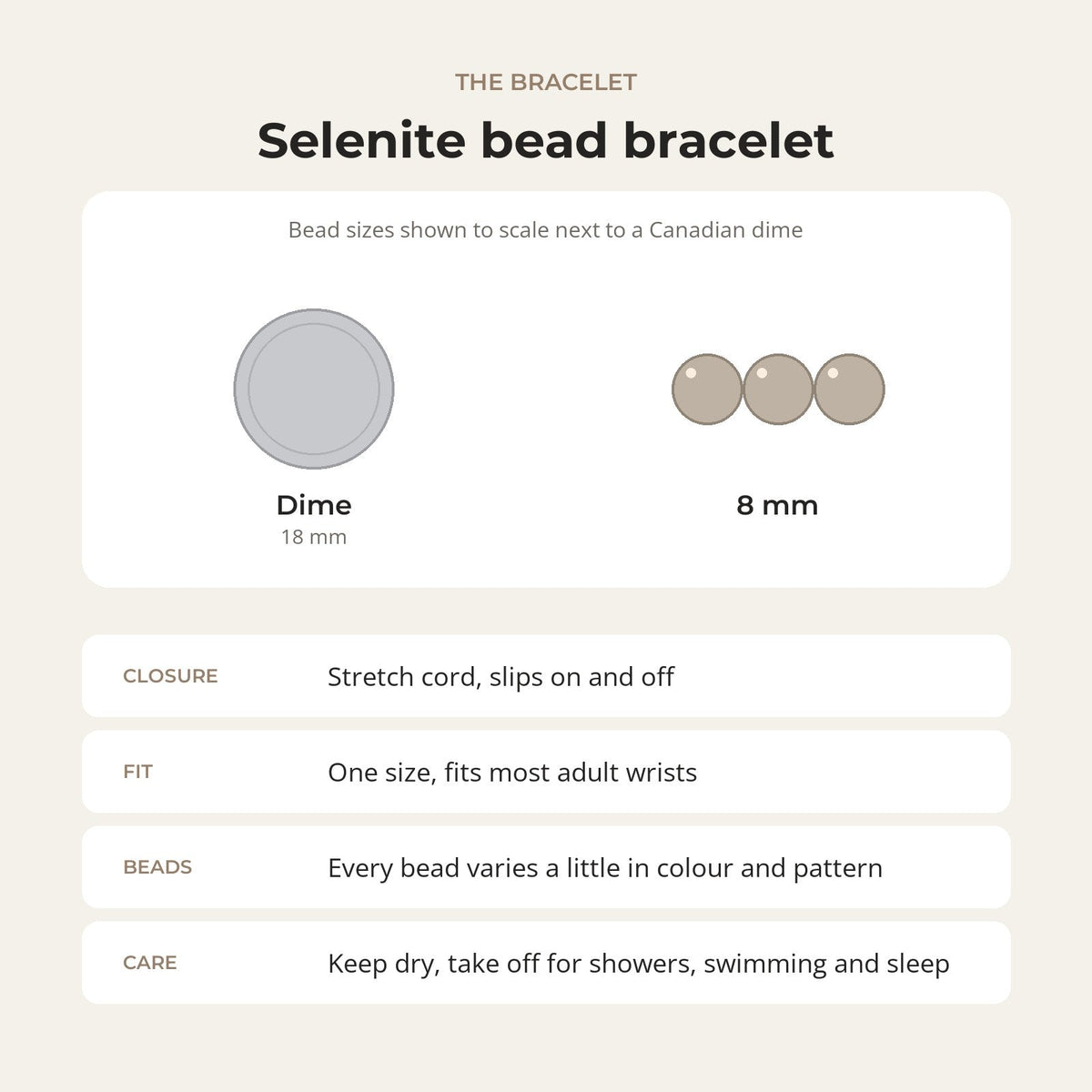 Selenite Round Bracelet - 8mm