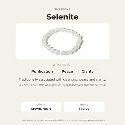 Selenite Round Bracelet - 8mm