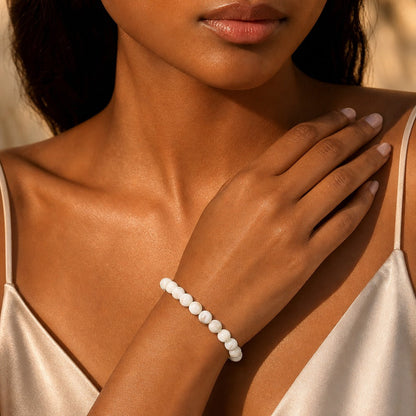 Shell White Round Bracelet - 8mm