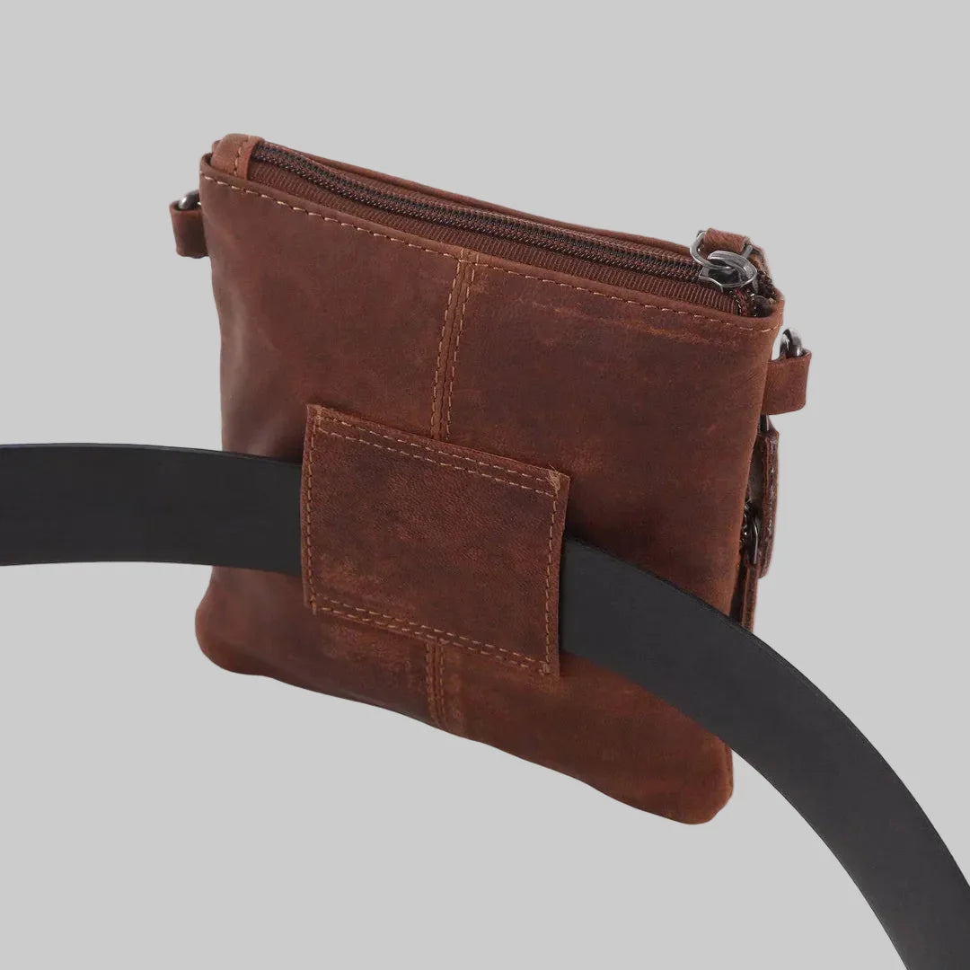 Greenwood Leather Mini Crossbody Bag with 3 Zipper Pockets