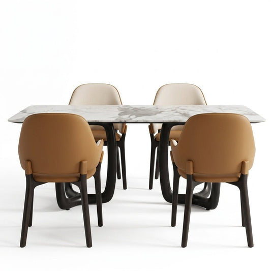 Smoky Black Ash Wood Dining Set with 4 or 6 Chairs