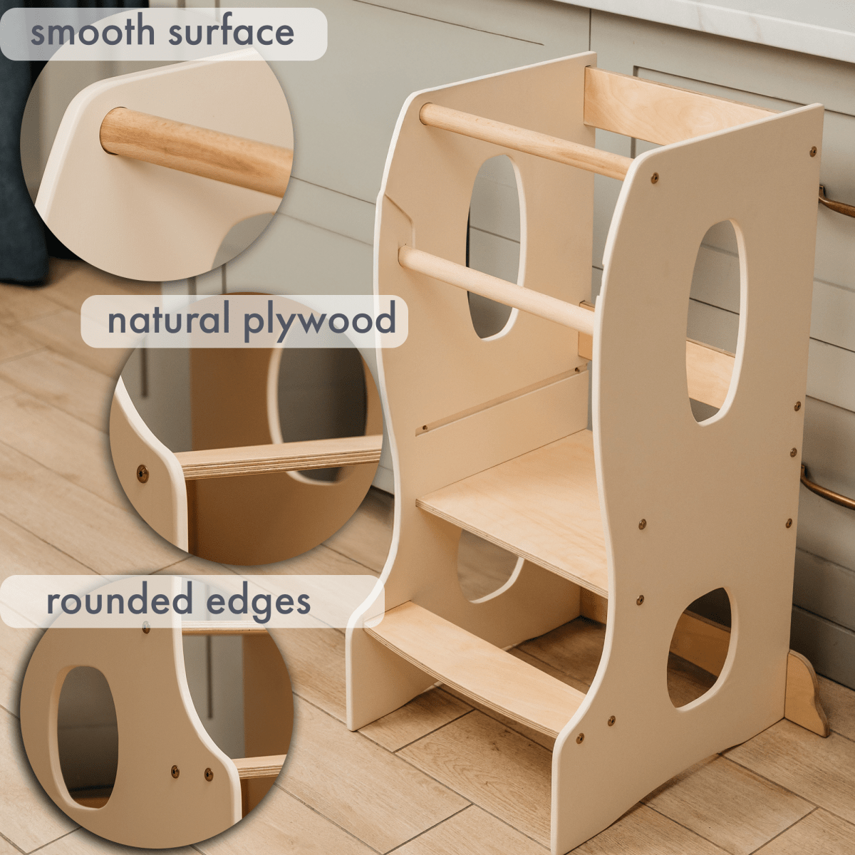 Stable Montessori Tower: Wooden Growing Chair - Ivory