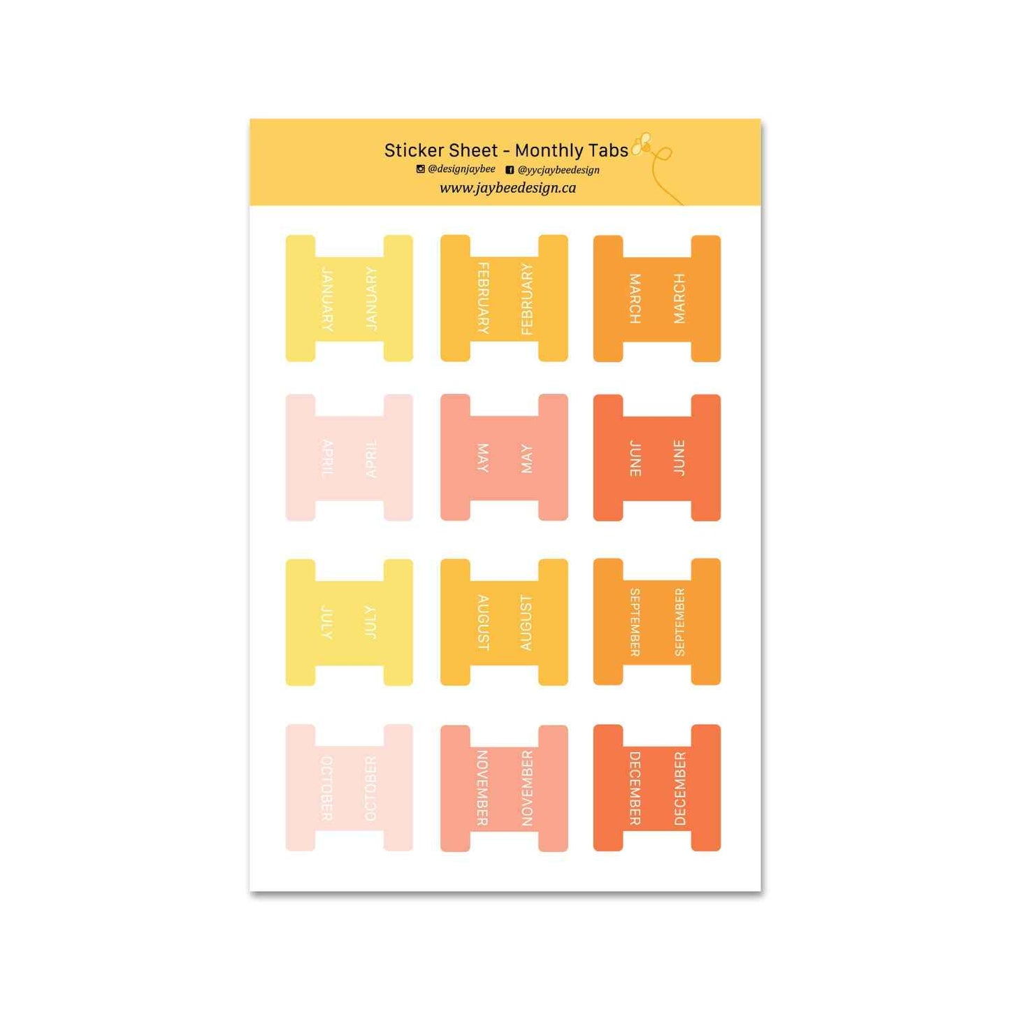 Monthly Tab Sticker Sheet