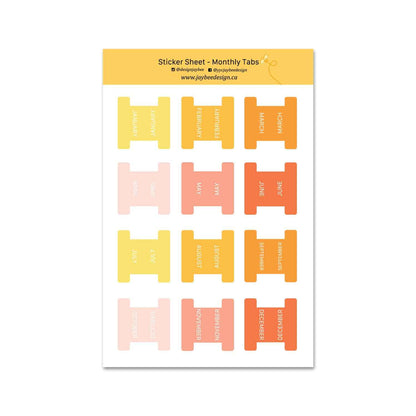 Monthly Tab Sticker Sheet