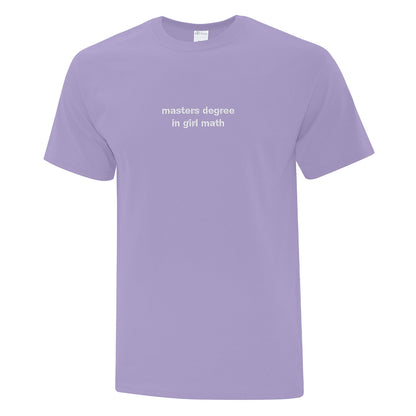 T-shirt "Masters Degree In Girl Math" brodé