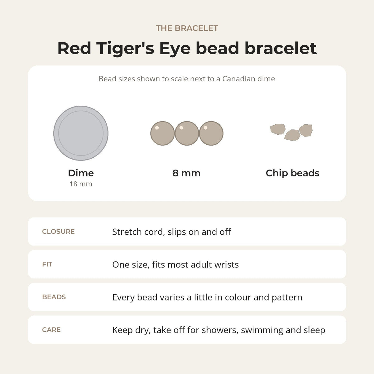 Tiger's Eye Red Bead Bracelet