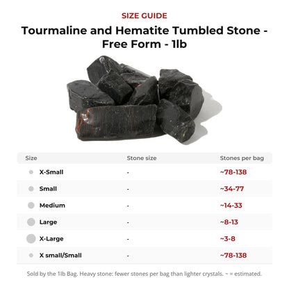 Tourmaline and Hematite Tumbled Stone - Free Form - 1lb
