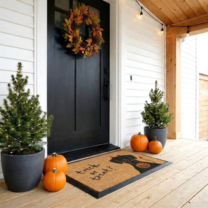 trick or treat+dog rectangular doormat set
