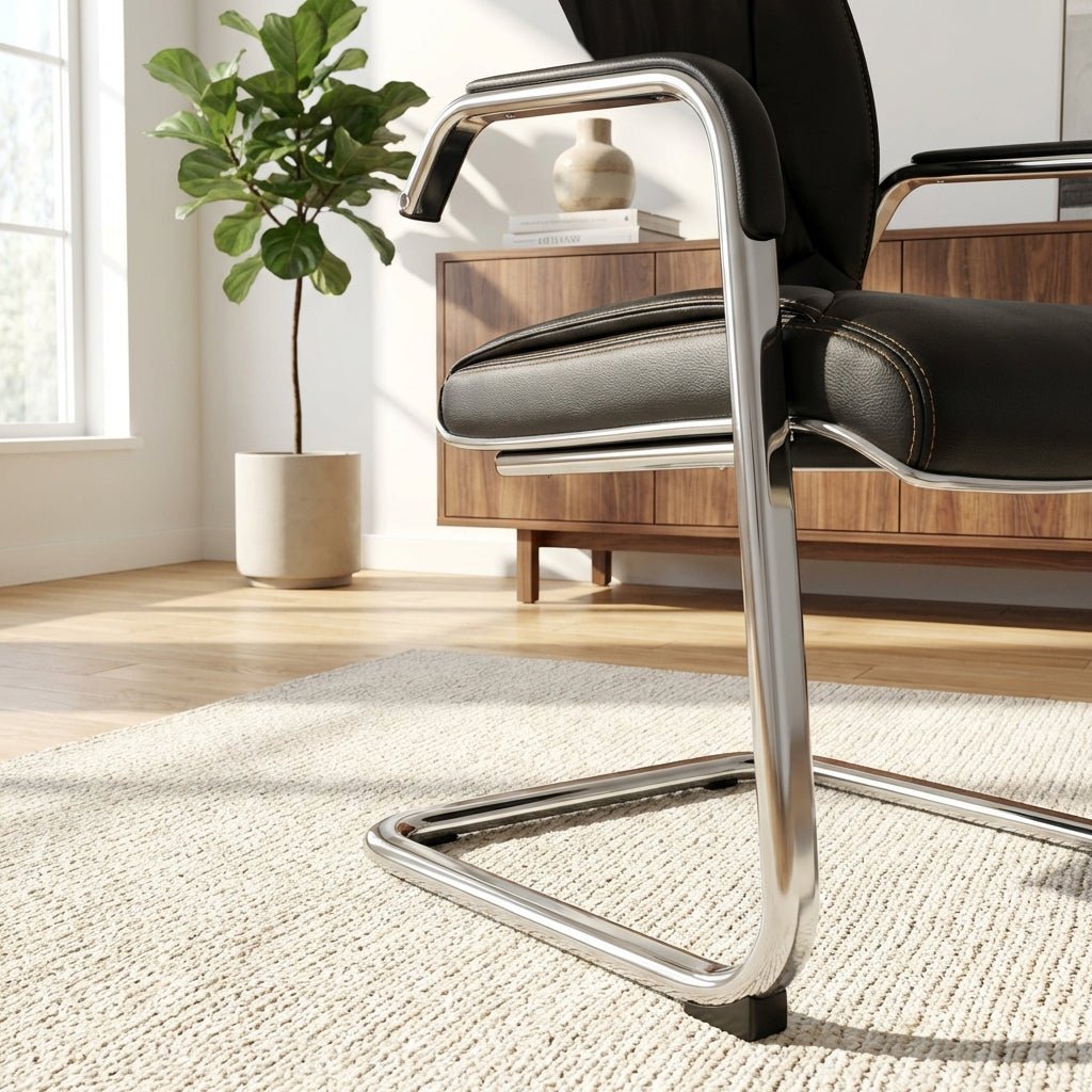 Trogir Black Leather Visitor Chair