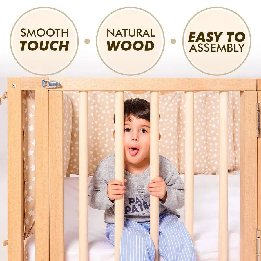 Twin Size Bed Frame for Toddlers with Fence