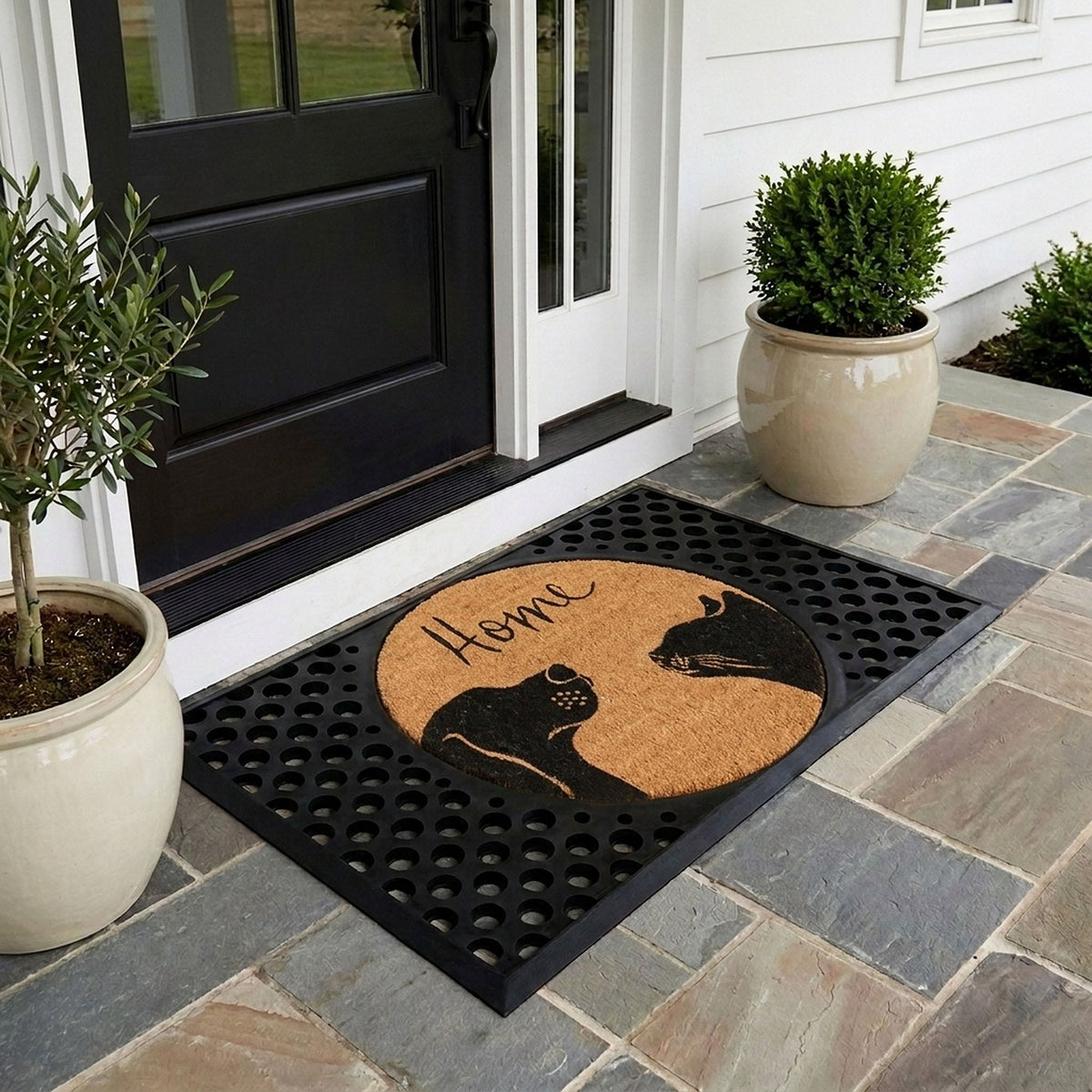 two pets+home round doormat set