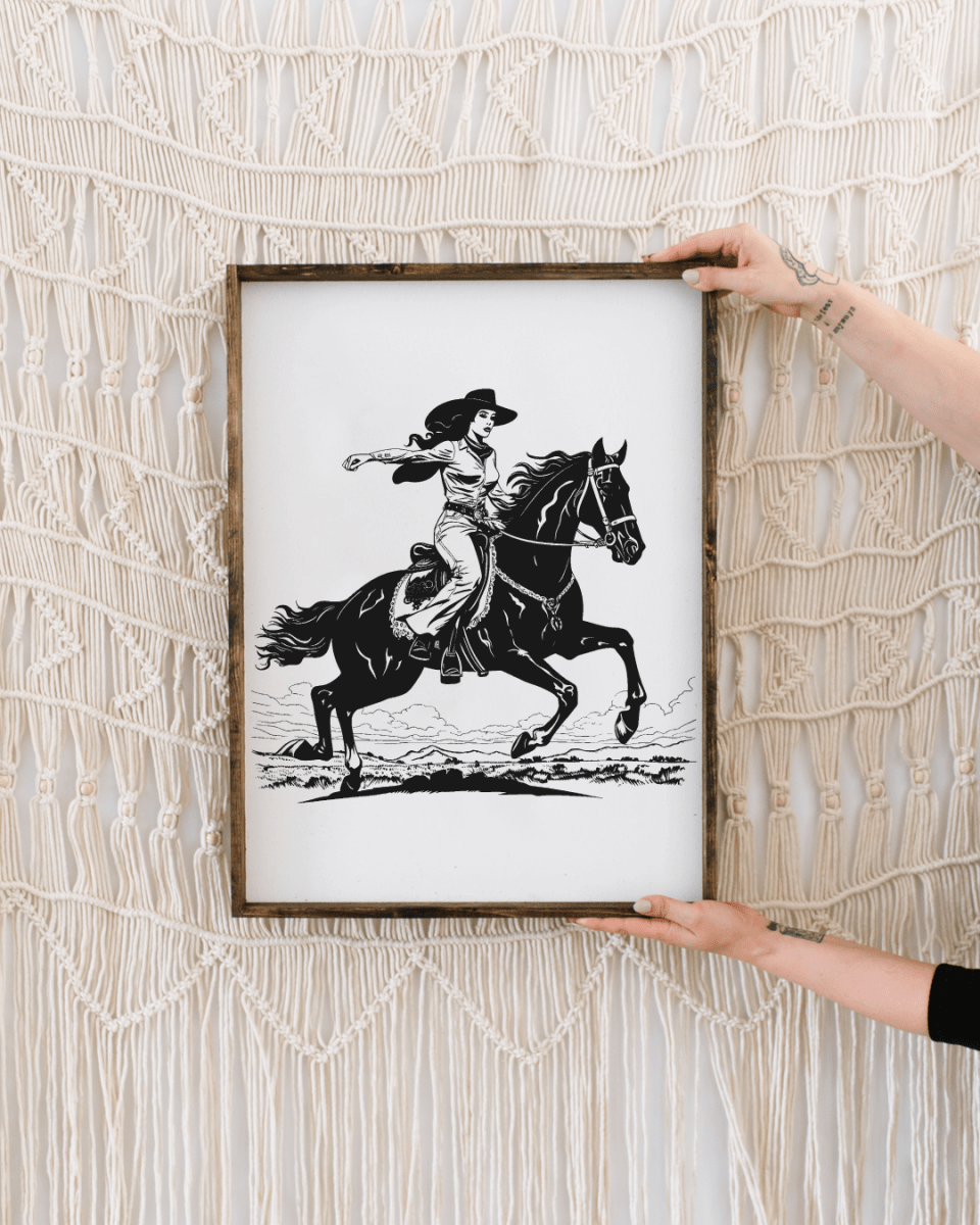 Vintage Cowgirl Wood Sign - AURABAGS SHOP