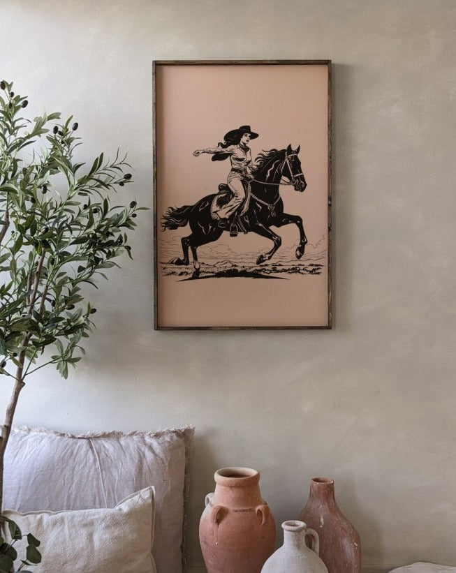 Vintage Cowgirl Wood Sign - AURABAGS SHOP