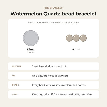 Watermelon Quartz Matte Round Bracelet - 8mm
