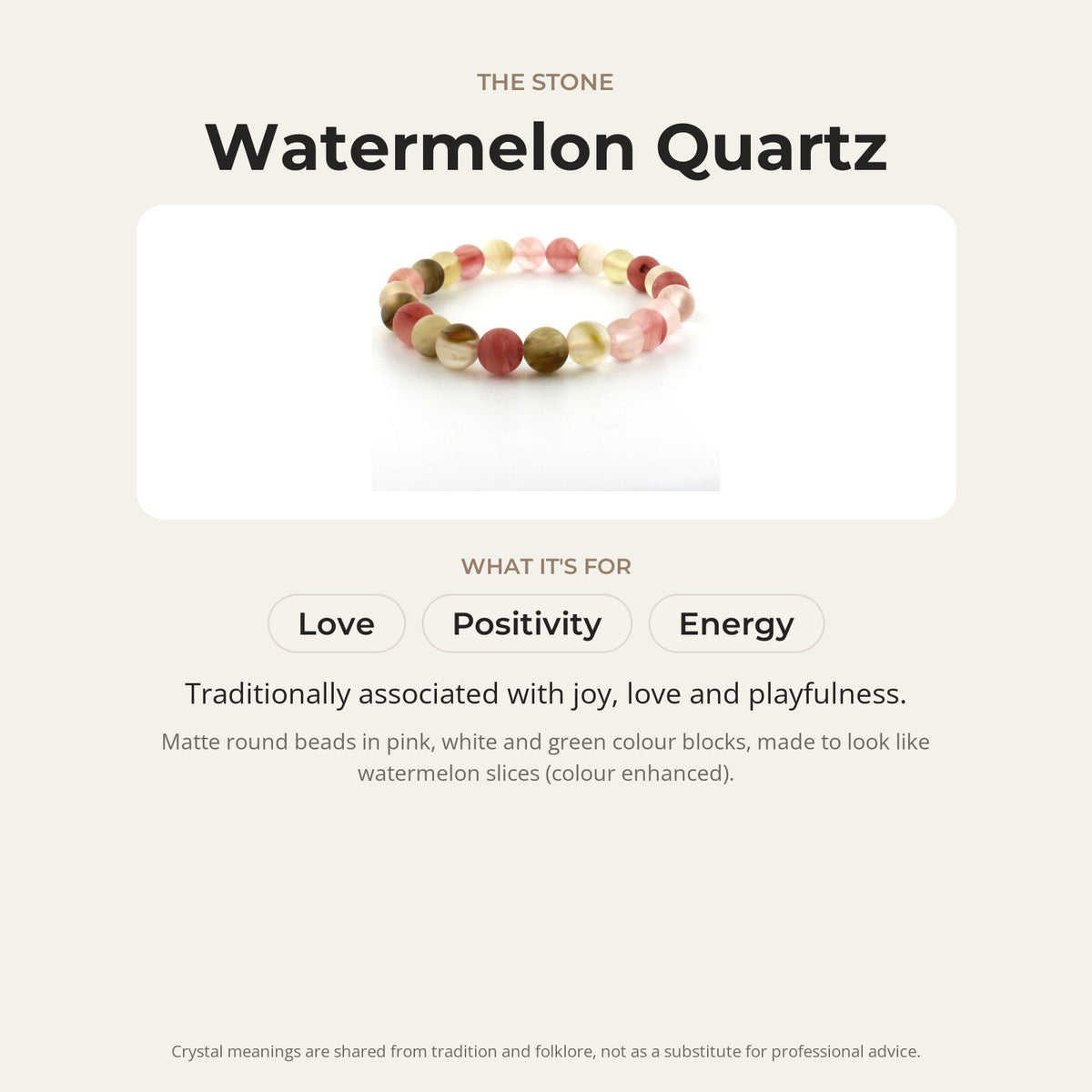 Watermelon Quartz Matte Round Bracelet - 8mm