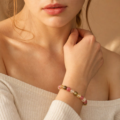 Watermelon Quartz Matte Round Bracelet - 8mm