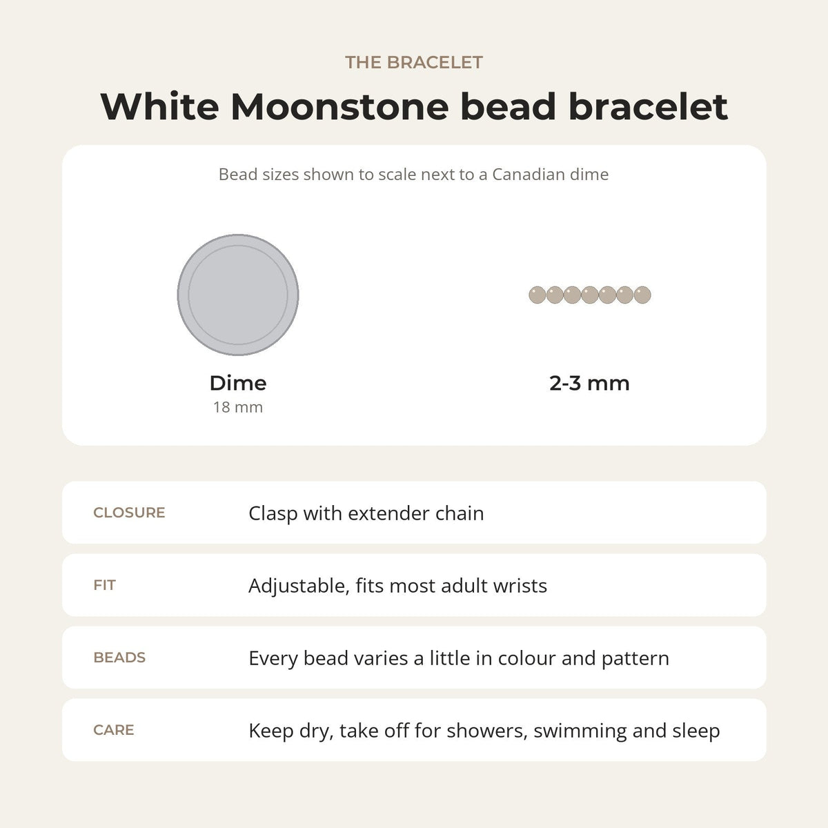 White Moonstone Bracelet - 2-3mm