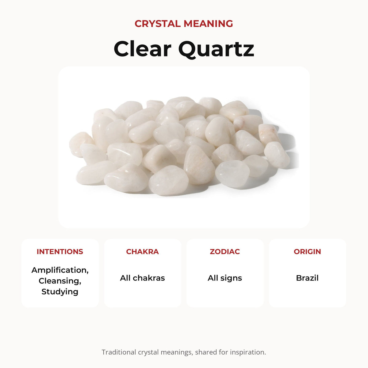 White Quartz Tumbled Stones - Brazil