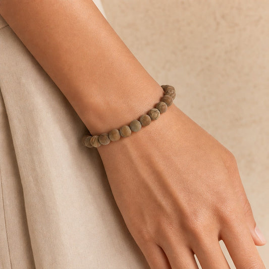 Wood Jasper Matte Round Bracelet - 8mm